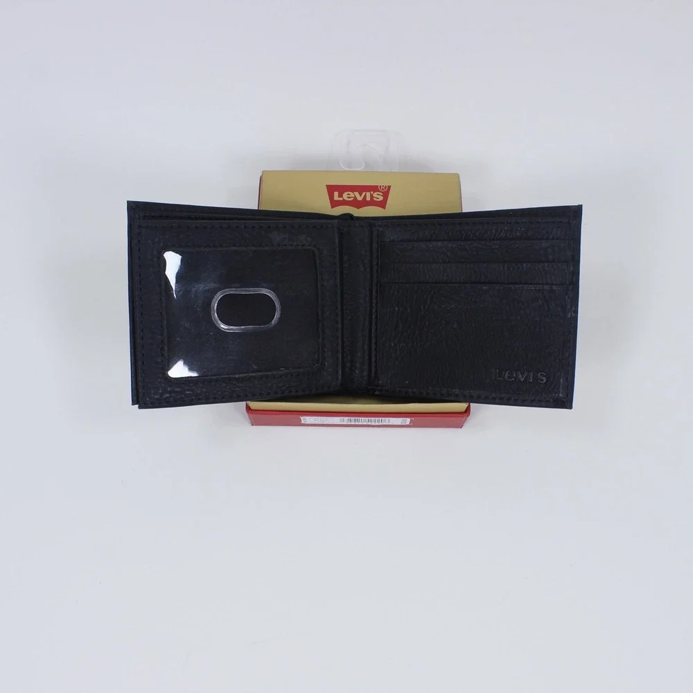 Levi's Men's RFID Blocking Passcase Bifold Leather Wallet - Black NIB